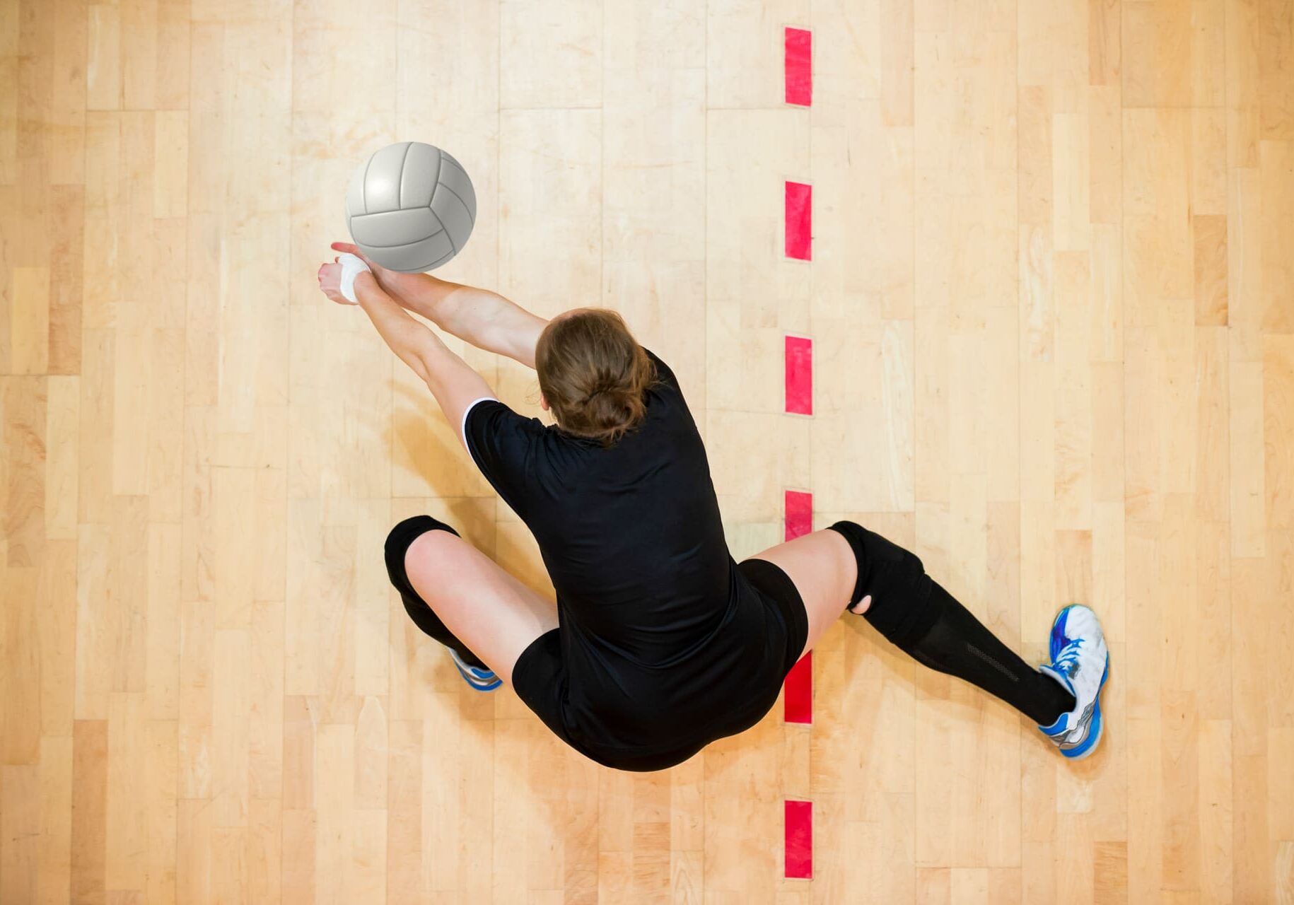 Upper View of Female Volleyball Player at Service